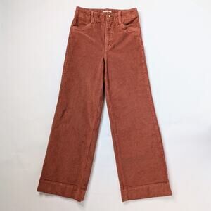 Favorite Daughter Mischa Wide Leg Corduroy Pants 26 Brandy Brown 70s Retro